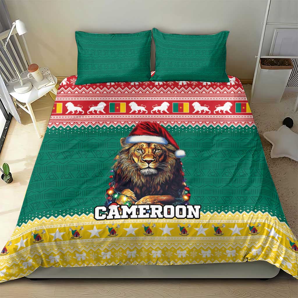Cameroon Christmas Bedding Set Lion Santa Joyeux Noel - Wonder Print Shop