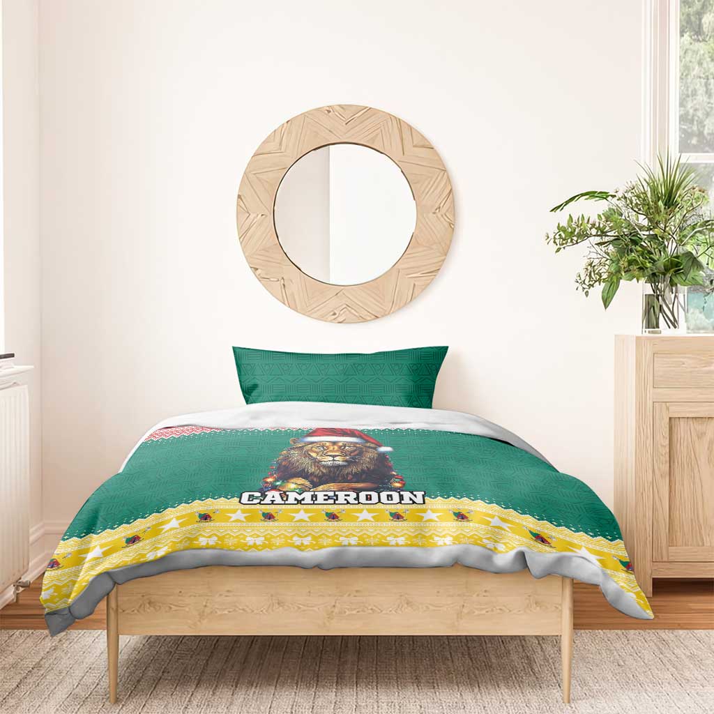 Cameroon Christmas Bedding Set Lion Santa Joyeux Noel - Wonder Print Shop