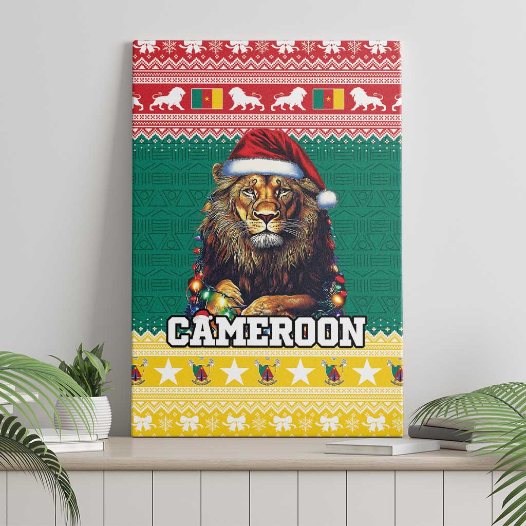 Cameroon Christmas Canvas Wall Art Lion Santa Joyeux Noel - Wonder Print Shop
