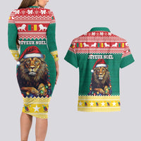Cameroon Christmas Couples Matching Long Sleeve Bodycon Dress and Hawaiian Shirt Lion Santa Joyeux Noel - Wonder Print Shop