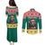 Cameroon Christmas Couples Matching Puletasi and Long Sleeve Button Shirt Lion Santa Joyeux Noel - Wonder Print Shop