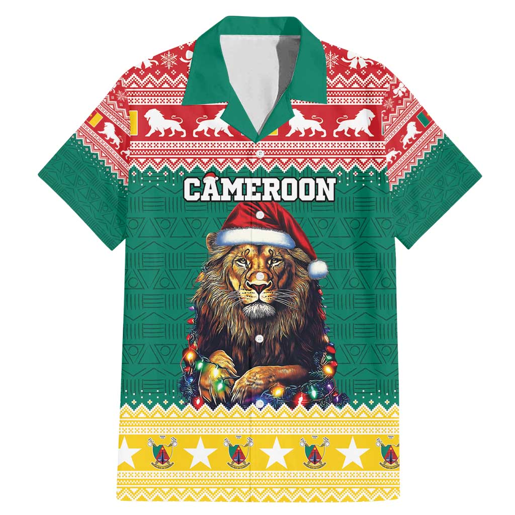Cameroon Christmas Family Matching Mermaid Dress and Hawaiian Shirt Lion Santa Joyeux Noel - Wonder Print Shop