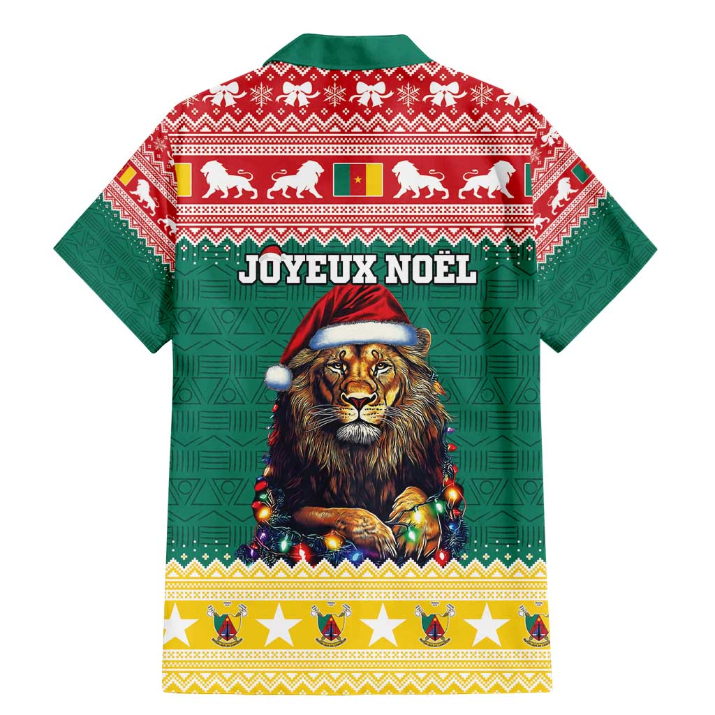 Cameroon Christmas Family Matching Mermaid Dress and Hawaiian Shirt Lion Santa Joyeux Noel - Wonder Print Shop