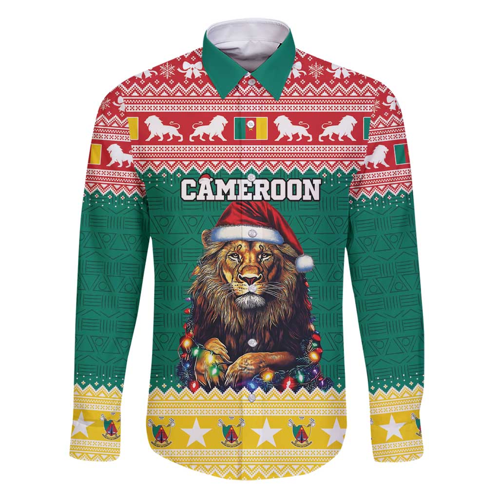 Cameroon Christmas Family Matching Puletasi and Hawaiian Shirt Lion Santa Joyeux Noel - Wonder Print Shop