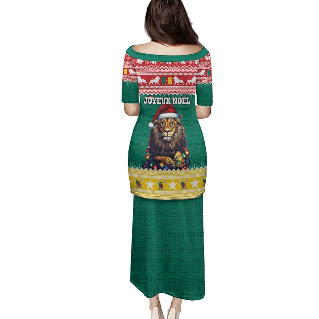 Cameroon Christmas Family Matching Puletasi and Hawaiian Shirt Lion Santa Joyeux Noel - Wonder Print Shop