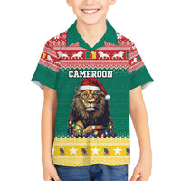 Cameroon Christmas Family Matching Short Sleeve Bodycon Dress and Hawaiian Shirt Lion Santa Joyeux Noel - Wonder Print Shop