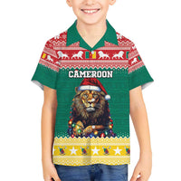 Cameroon Christmas Kid Hawaiian Shirt Lion Santa Joyeux Noel - Wonder Print Shop