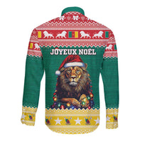 Cameroon Christmas Long Sleeve Button Shirt Lion Santa Joyeux Noel - Wonder Print Shop