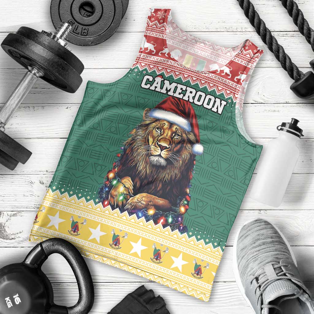 Cameroon Christmas Men Tank Top Lion Santa Joyeux Noel - Wonder Print Shop
