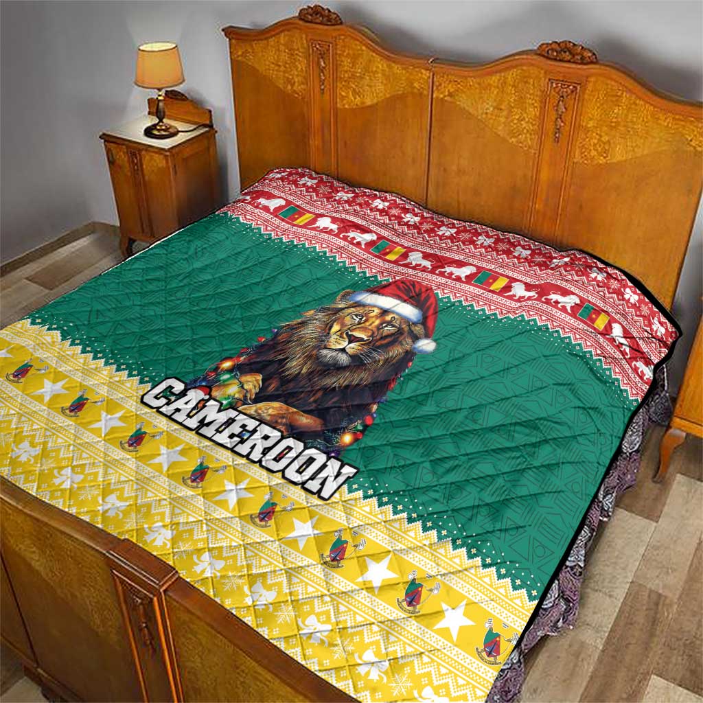 Cameroon Christmas Quilt Lion Santa Joyeux Noel - Wonder Print Shop