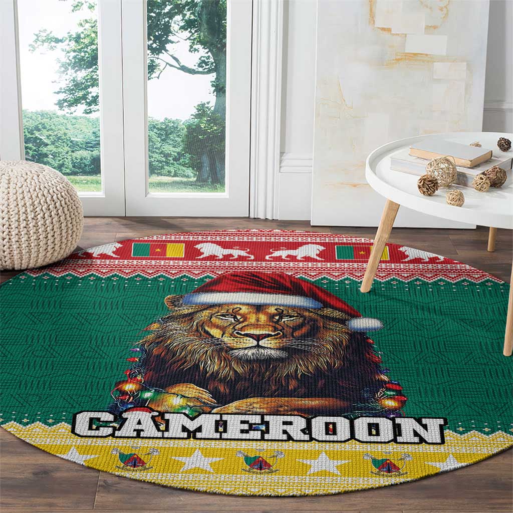 Cameroon Christmas Round Carpet Lion Santa Joyeux Noel