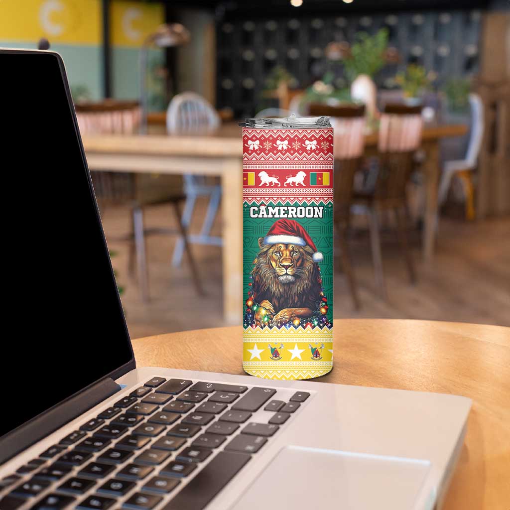 Cameroon Christmas Skinny Tumbler Lion Santa Joyeux Noel - Wonder Print Shop