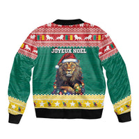 Cameroon Christmas Sleeve Zip Bomber Jacket Lion Santa Joyeux Noel - Wonder Print Shop