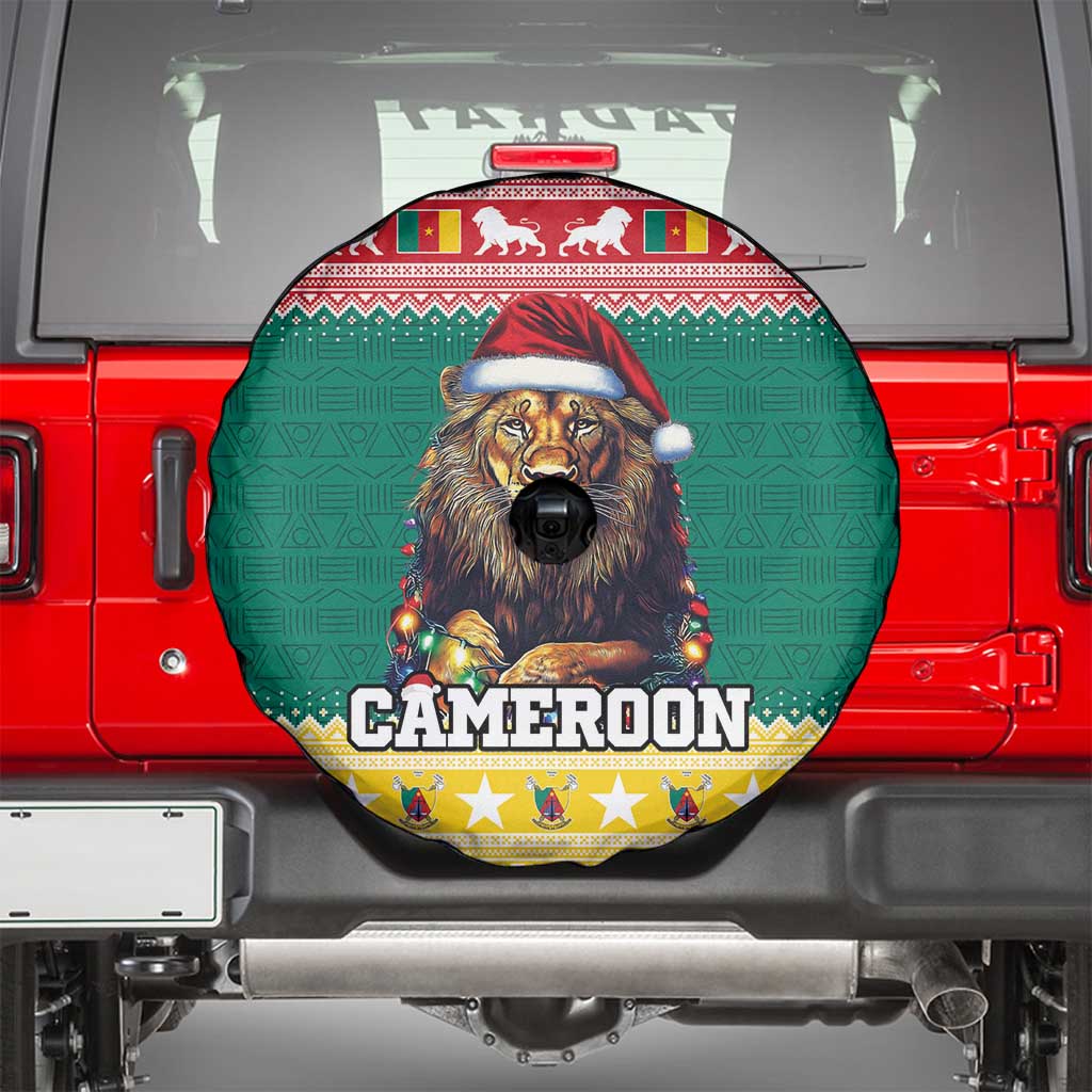 Cameroon Christmas Spare Tire Cover Lion Santa Joyeux Noel - Wonder Print Shop