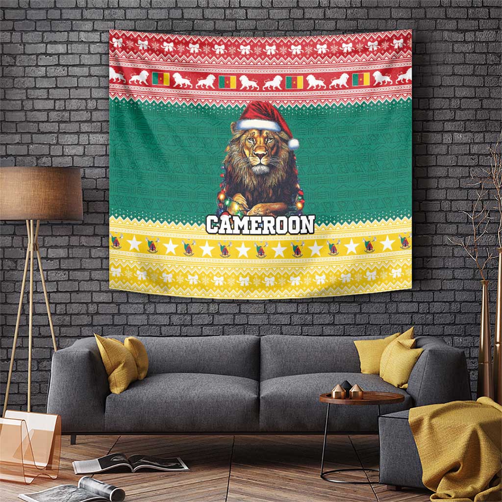 Cameroon Christmas Tapestry Lion Santa Joyeux Noel - Wonder Print Shop