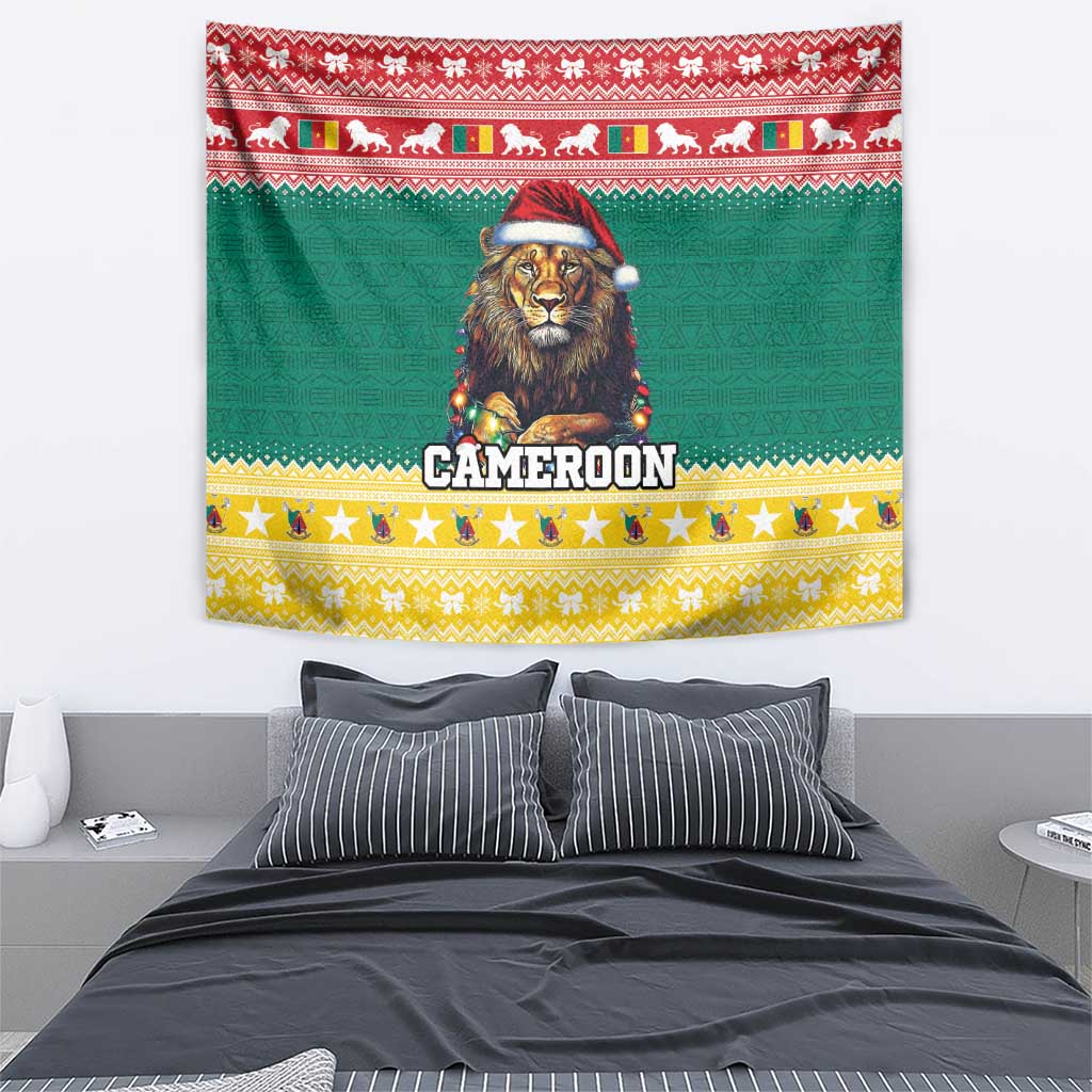 Cameroon Christmas Tapestry Lion Santa Joyeux Noel - Wonder Print Shop
