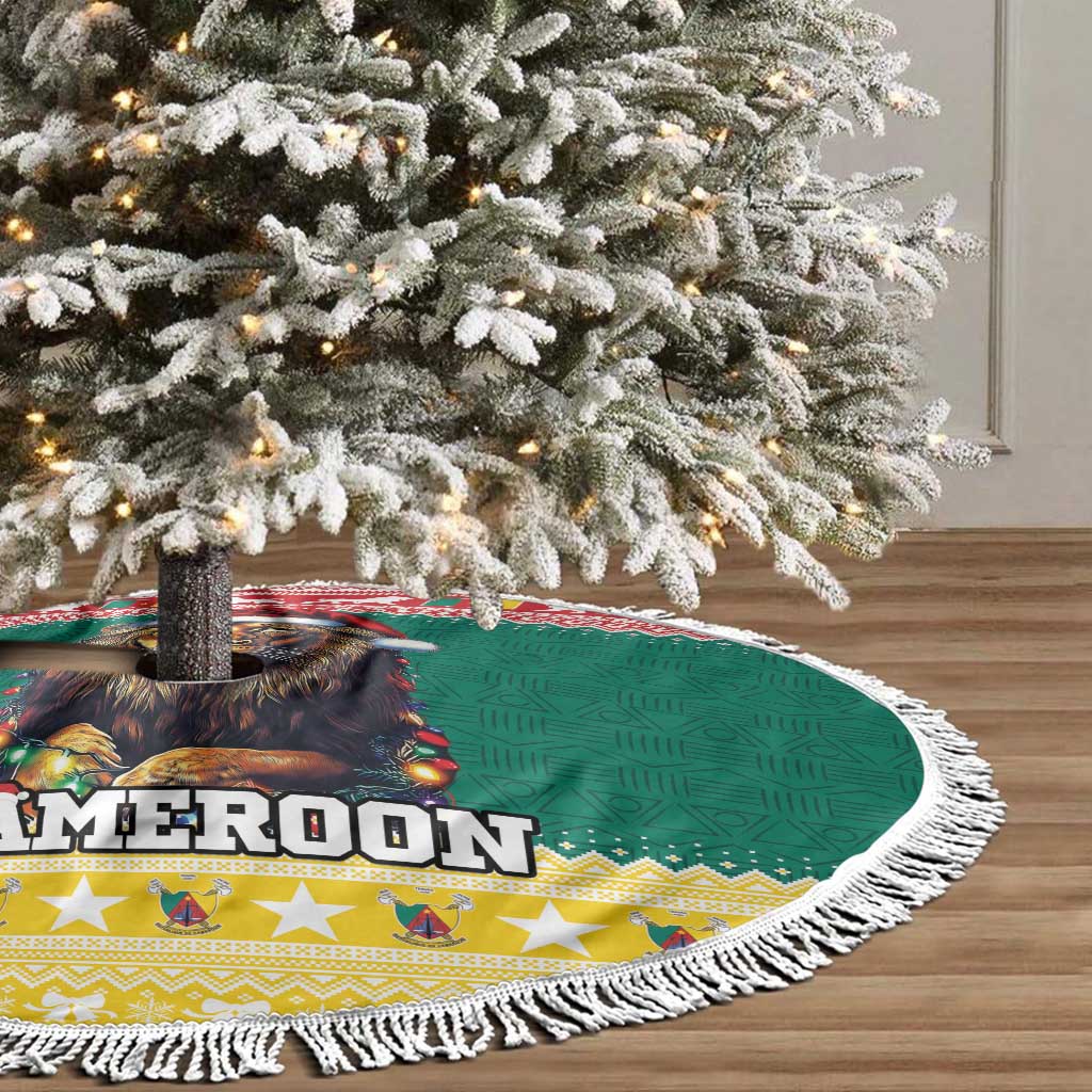 Cameroon Christmas Tree Skirt Lion Santa Joyeux Noel - Wonder Print Shop