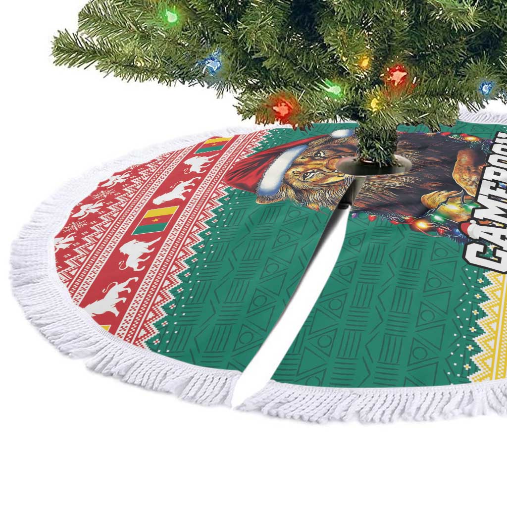 Cameroon Christmas Tree Skirt Lion Santa Joyeux Noel - Wonder Print Shop