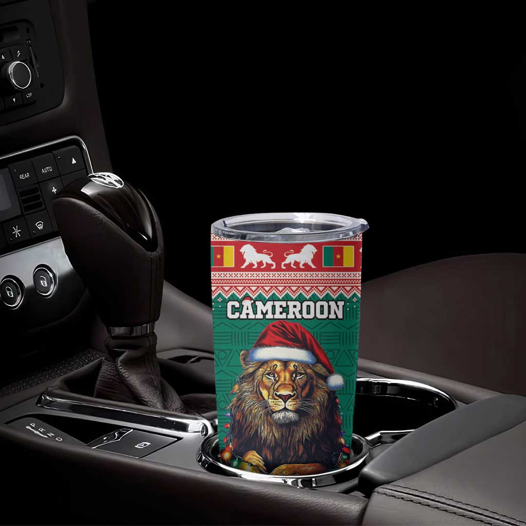 Cameroon Christmas Tumbler Cup Lion Santa Joyeux Noel - Wonder Print Shop
