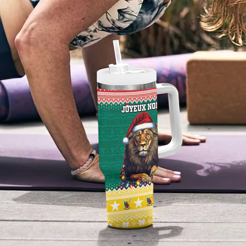 Cameroon Christmas Tumbler With Handle Lion Santa Joyeux Noel - Wonder Print Shop