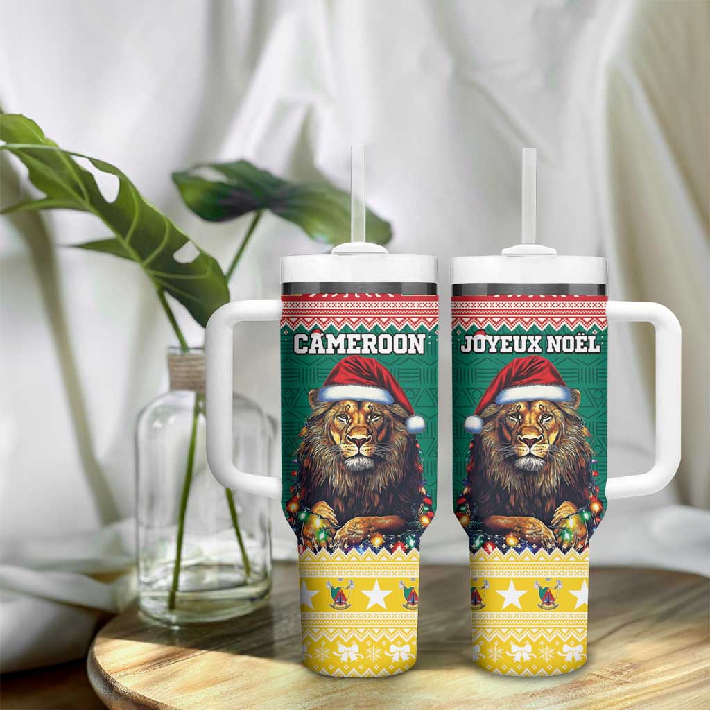 Cameroon Christmas Tumbler With Handle Lion Santa Joyeux Noel - Wonder Print Shop