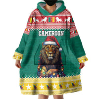Cameroon Christmas Wearable Blanket Hoodie Lion Santa Joyeux Noel - Wonder Print Shop
