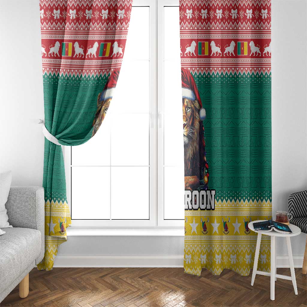 Cameroon Christmas Window Curtain Lion Santa Joyeux Noel - Wonder Print Shop