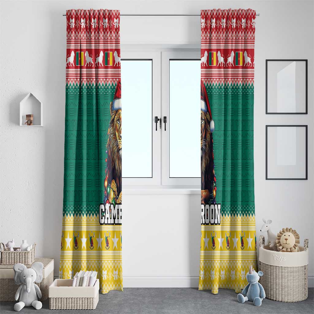 Cameroon Christmas Window Curtain Lion Santa Joyeux Noel - Wonder Print Shop