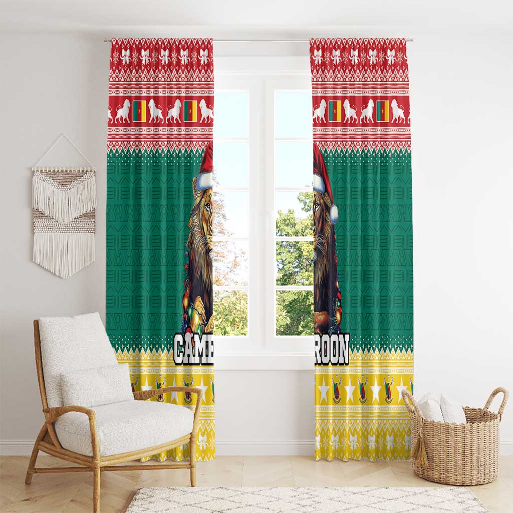 Cameroon Christmas Window Curtain Lion Santa Joyeux Noel - Wonder Print Shop