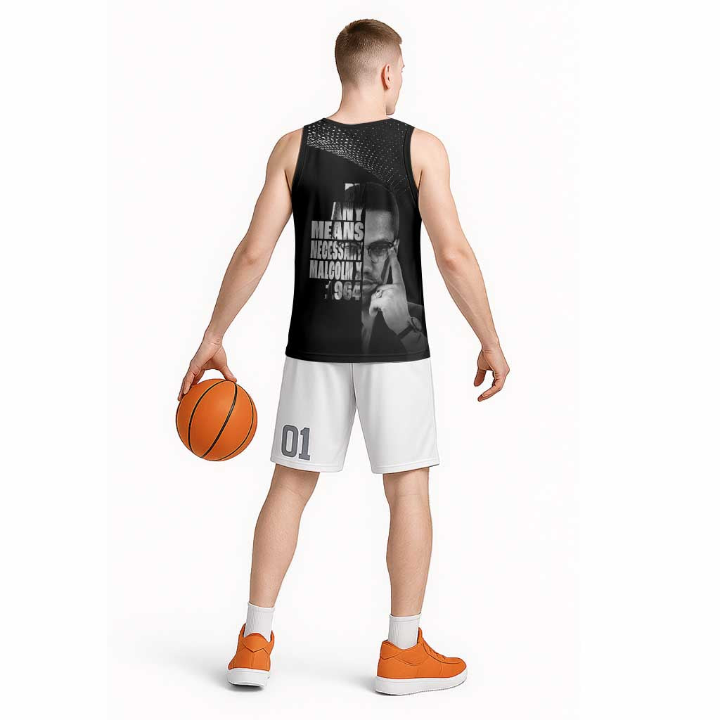 Malcolm X El-Hajj Malik El-Shabazz Basketball Jersey By Any Means Necessary - Wonder Print Shop