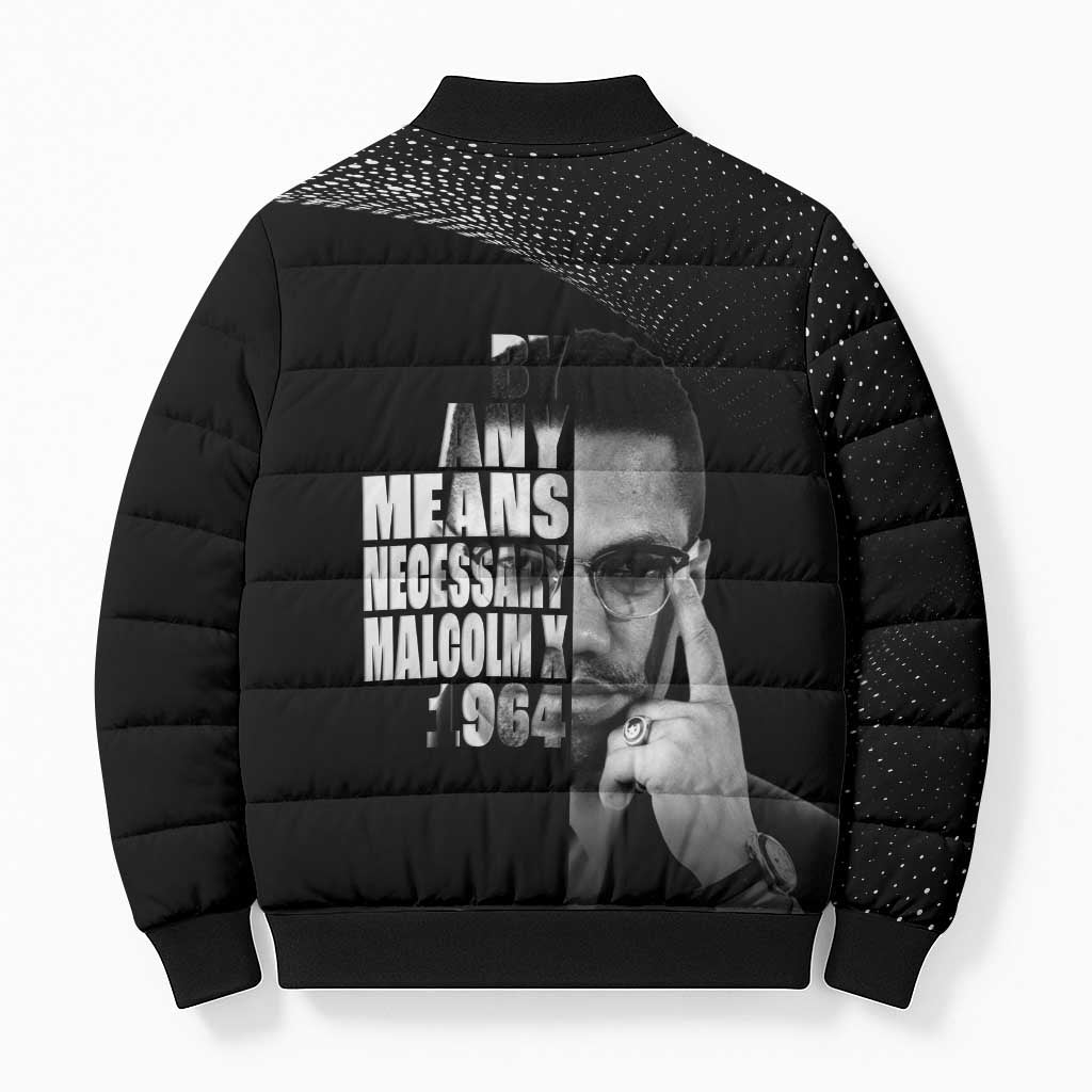 Malcolm X El-Hajj Malik El-Shabazz Bomber Puffer Jacket By Any Means Necessary - Wonder Print Shop