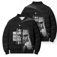 Malcolm X El-Hajj Malik El-Shabazz Bomber Puffer Jacket By Any Means Necessary - Wonder Print Shop