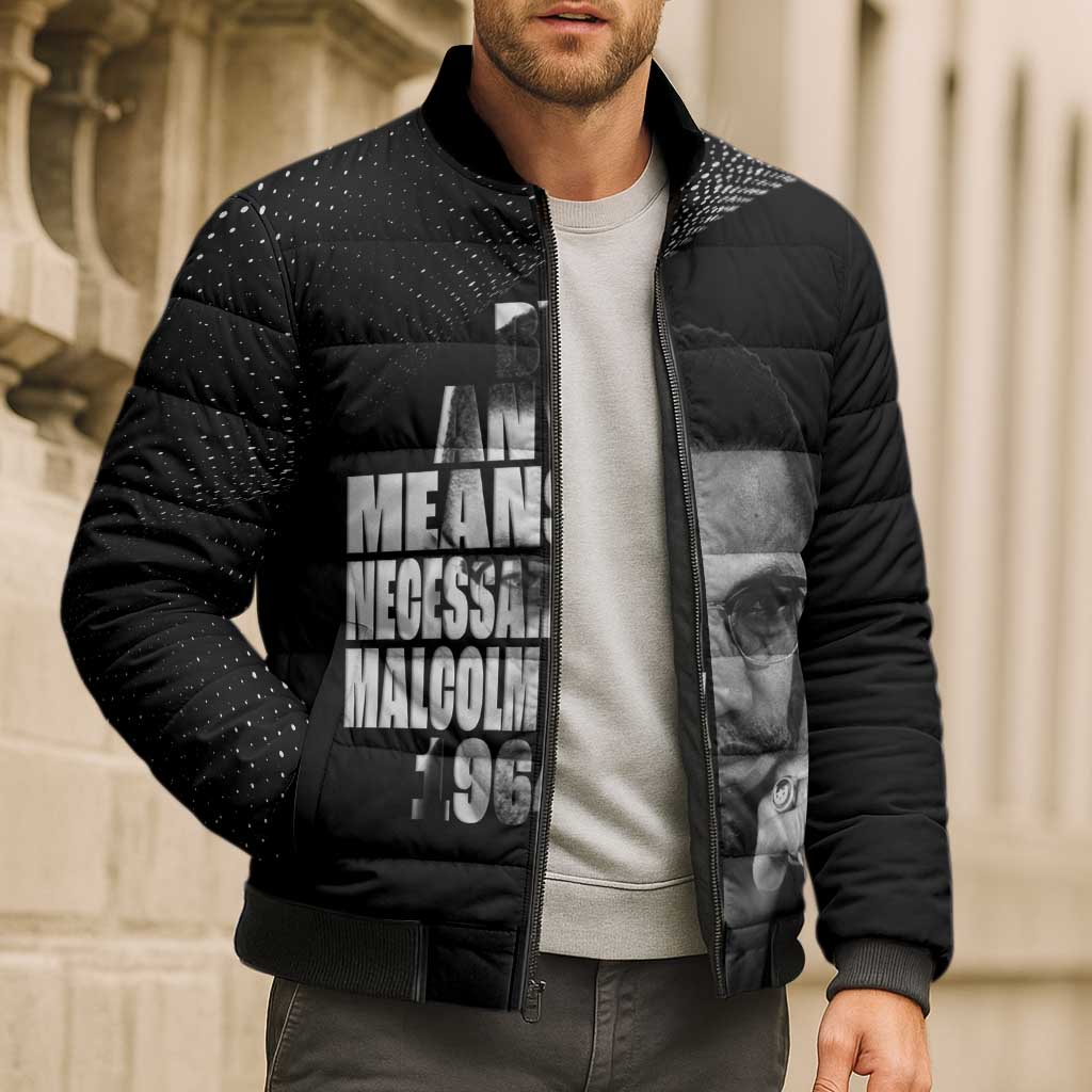 Malcolm X El-Hajj Malik El-Shabazz Bomber Puffer Jacket By Any Means Necessary - Wonder Print Shop