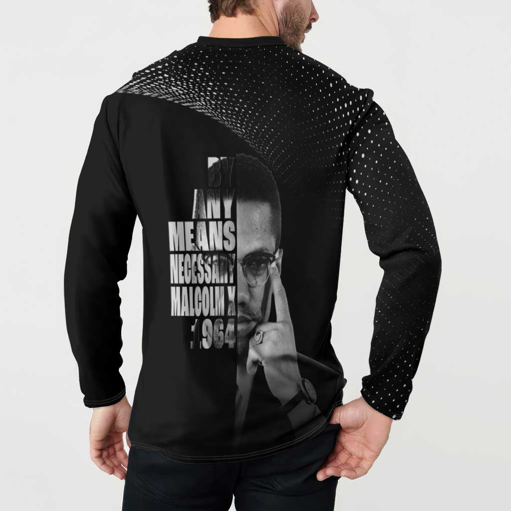 Malcolm X El-Hajj Malik El-Shabazz Button Sweatshirt By Any Means Necessary - Wonder Print Shop