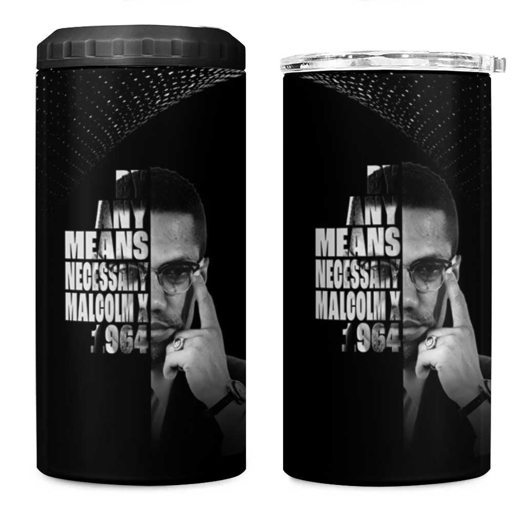 Malcolm X El-Hajj Malik El-Shabazz 4 in 1 Can Cooler Tumbler By Any Means Necessary - Wonder Print Shop