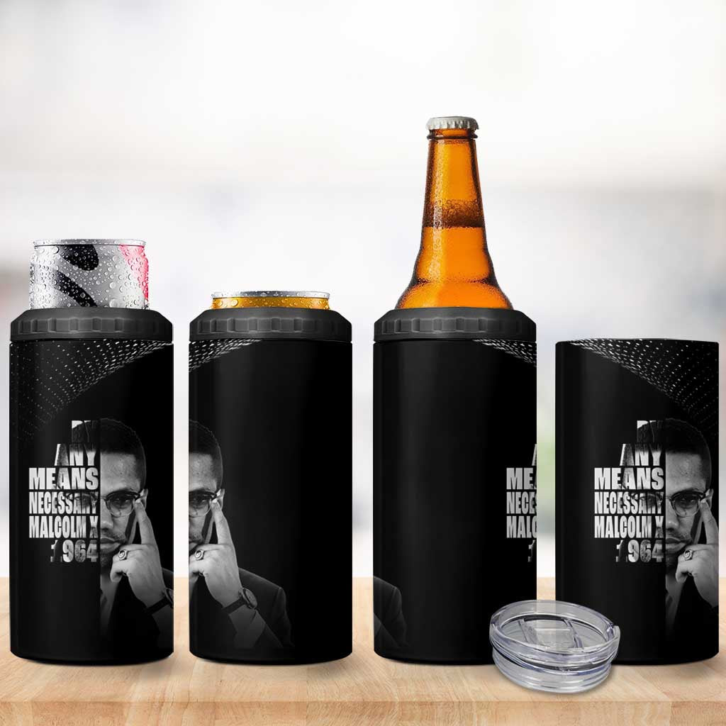 Malcolm X El-Hajj Malik El-Shabazz 4 in 1 Can Cooler Tumbler By Any Means Necessary - Wonder Print Shop