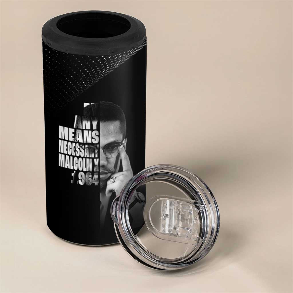 Malcolm X El-Hajj Malik El-Shabazz 4 in 1 Can Cooler Tumbler By Any Means Necessary - Wonder Print Shop