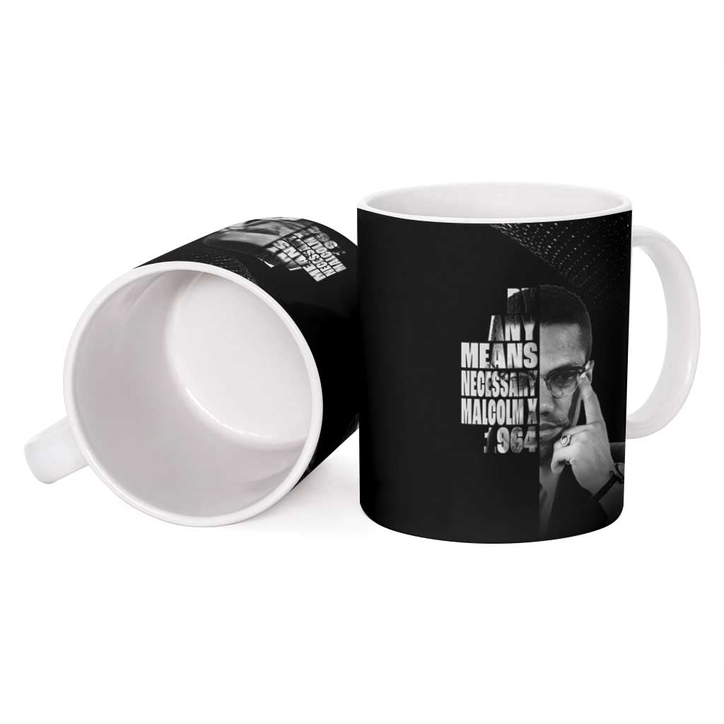 Malcolm X El-Hajj Malik El-Shabazz Ceramic Mug By Any Means Necessary - Wonder Print Shop