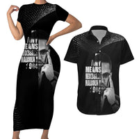 Malcolm X El-Hajj Malik El-Shabazz Couples Matching Short Sleeve Bodycon Dress and Hawaiian Shirt By Any Means Necessary - Wonder Print Shop