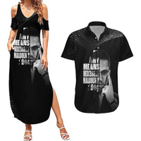 Malcolm X El-Hajj Malik El-Shabazz Couples Matching Summer Maxi Dress and Hawaiian Shirt By Any Means Necessary - Wonder Print Shop