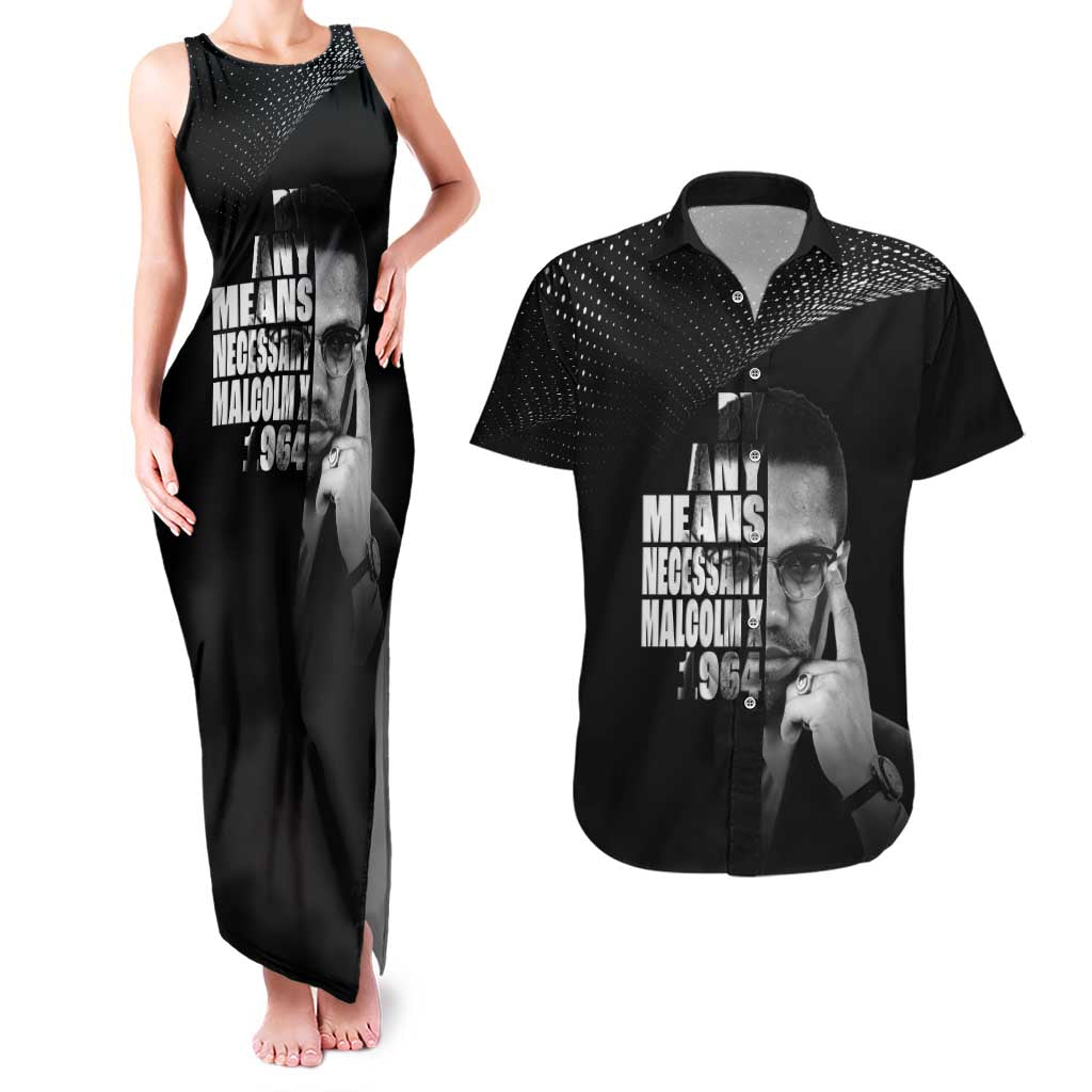 Malcolm X El-Hajj Malik El-Shabazz Couples Matching Tank Maxi Dress and Hawaiian Shirt By Any Means Necessary - Wonder Print Shop