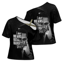 Malcolm X El-Hajj Malik El-Shabazz Cross Shoulder Shirt By Any Means Necessary - Wonder Print Shop