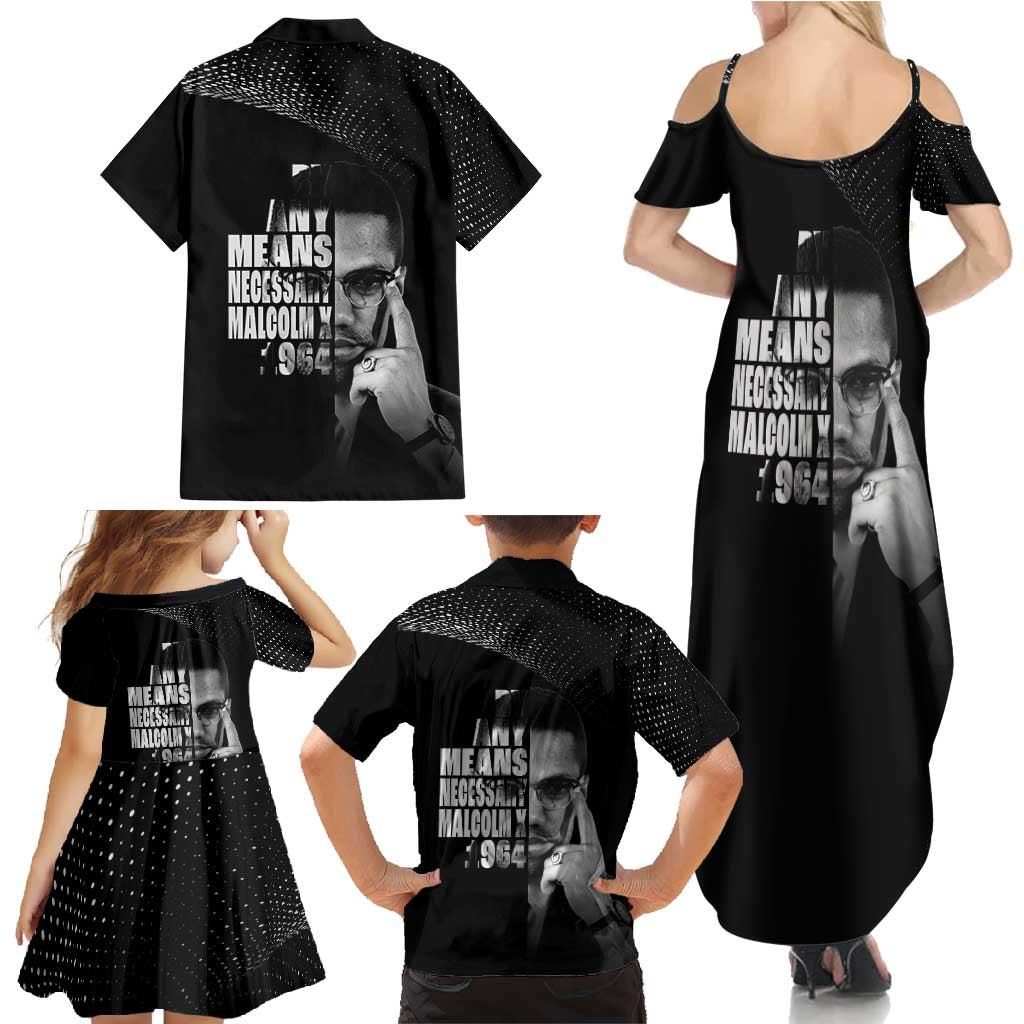 Malcolm X El-Hajj Malik El-Shabazz Family Matching Summer Maxi Dress and Hawaiian Shirt By Any Means Necessary - Wonder Print Shop