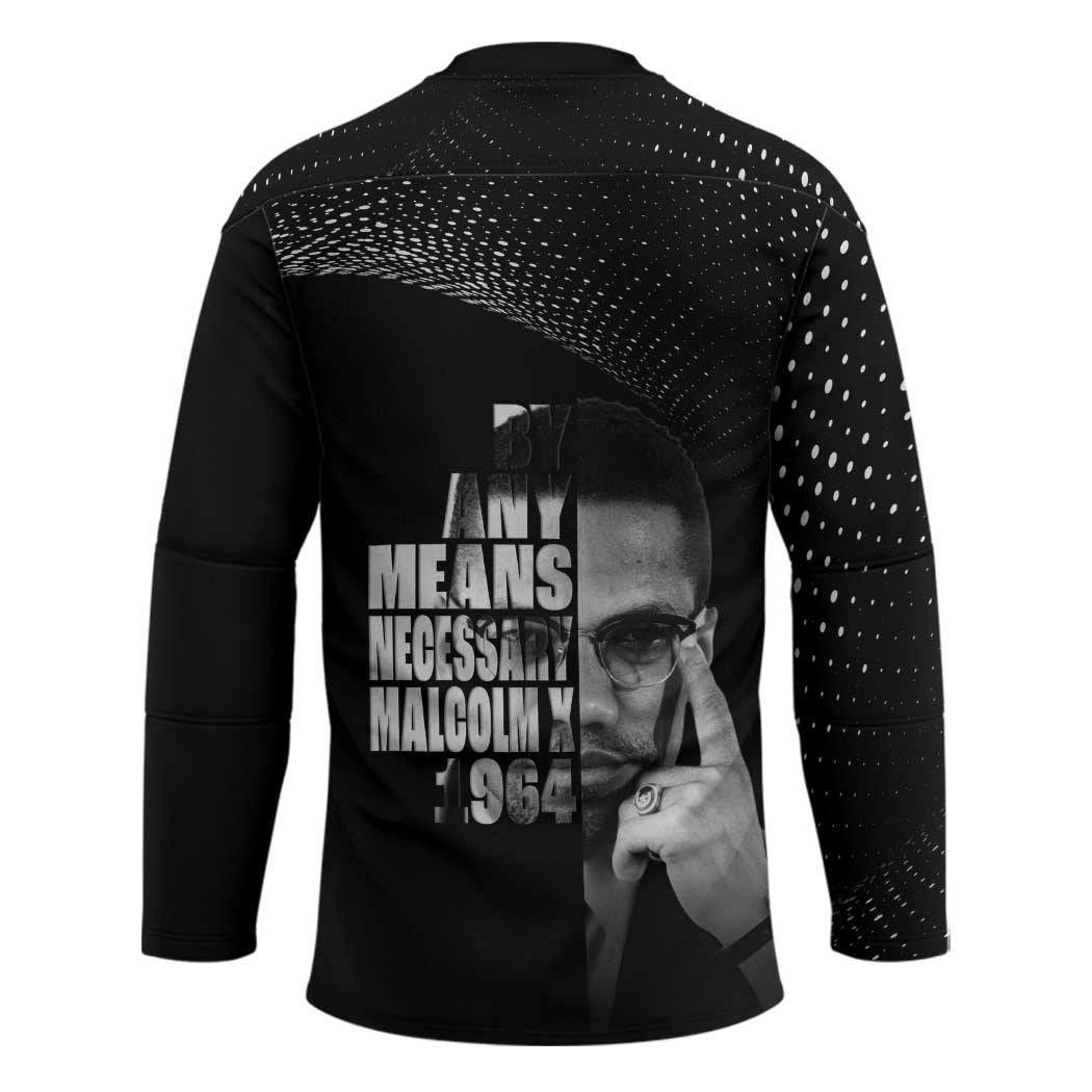 Malcolm X El-Hajj Malik El-Shabazz Hockey Jersey By Any Means Necessary - Wonder Print Shop