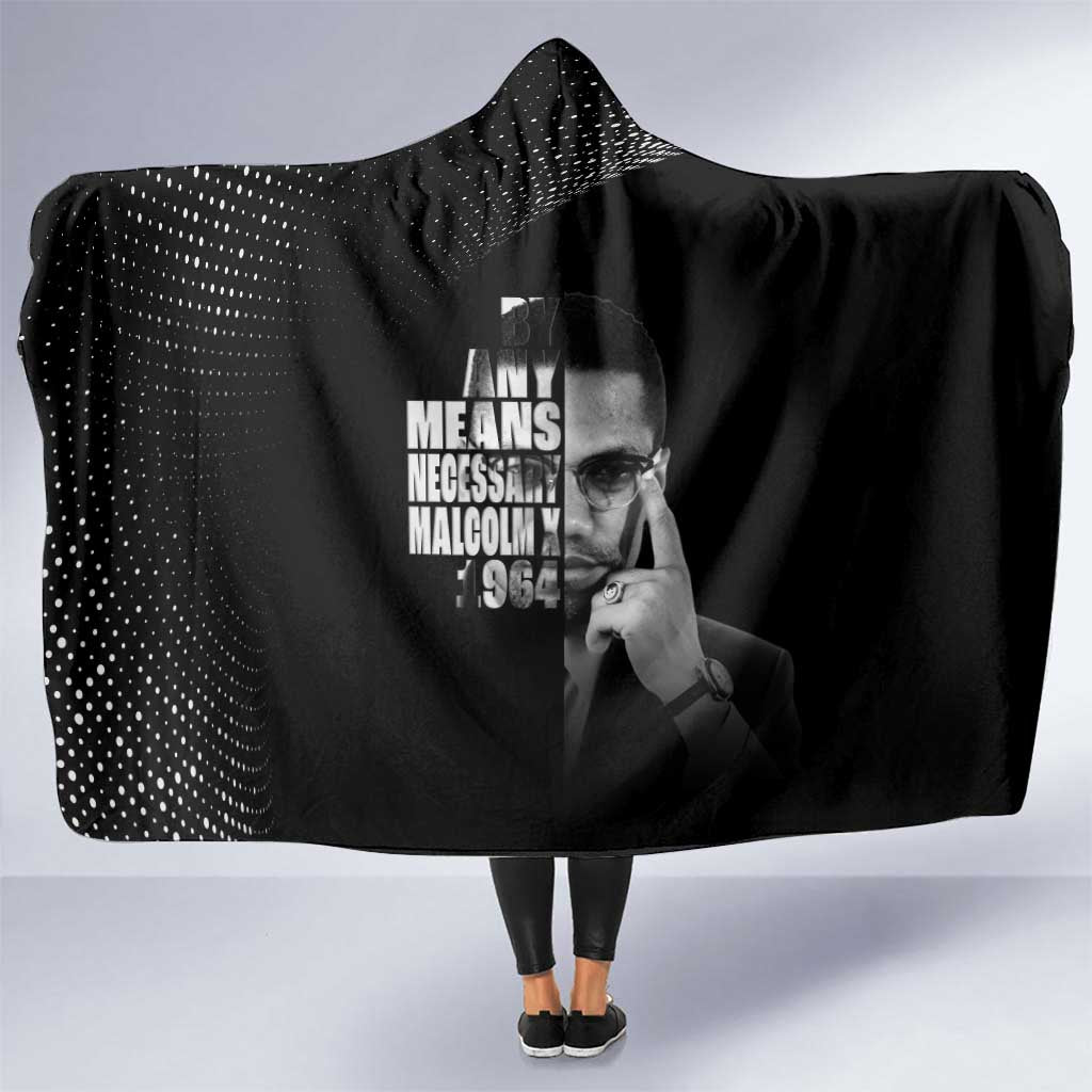 Malcolm X El-Hajj Malik El-Shabazz Hooded Blanket By Any Means Necessary - Wonder Print Shop