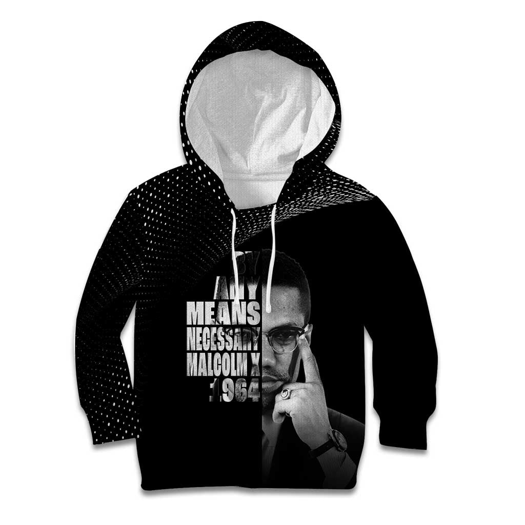 Malcolm X El-Hajj Malik El-Shabazz Kid Hoodie By Any Means Necessary - Wonder Print Shop