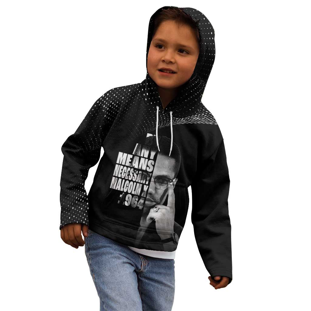 Malcolm X El-Hajj Malik El-Shabazz Kid Hoodie By Any Means Necessary - Wonder Print Shop