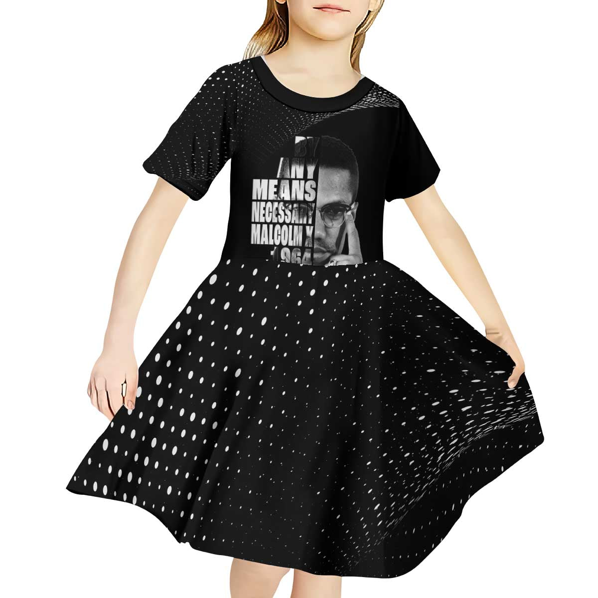 Malcolm X El-Hajj Malik El-Shabazz Kid Short Sleeve Dress By Any Means Necessary - Wonder Print Shop