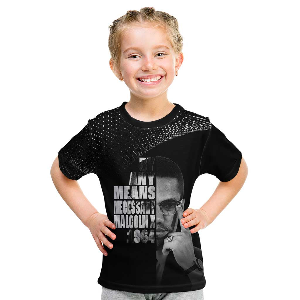 Malcolm X El-Hajj Malik El-Shabazz Kid T Shirt By Any Means Necessary - Wonder Print Shop