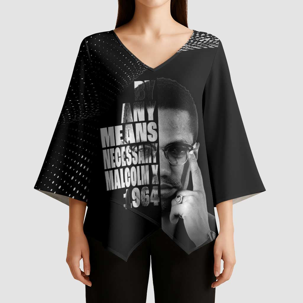 Malcolm X El-Hajj Malik El-Shabazz Kimono Sleeve Blouse By Any Means Necessary - Wonder Print Shop